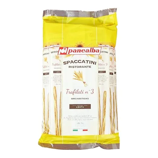 Panealba Thin Grissini Breadsticks | 16 Bags Case | Each Bag Contains 20 Packets | Each Packet Contains 4 Grissini | Imported from Italy | Natural Ingredients | Baked to Perfection | Crispy
