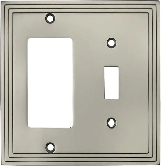 Cosmas 25077-SN Satin Nickel Single Toggle/GFI Decora Rocker Combo Wall Switch Plate Switchplate Cover
