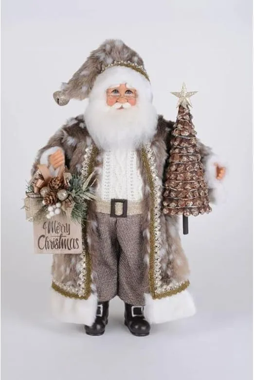 Karen Didion Lighted Natural Fawn Santa