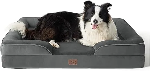 Bedsure Orthopedic Dog Bed for Large Dogs - Big Washable Dog Sofa Beds Large, Supportive Foam Pet Couch Bed with Removable Washable Cover, Waterproof Lining and Nonskid Bottom, Dark Grey