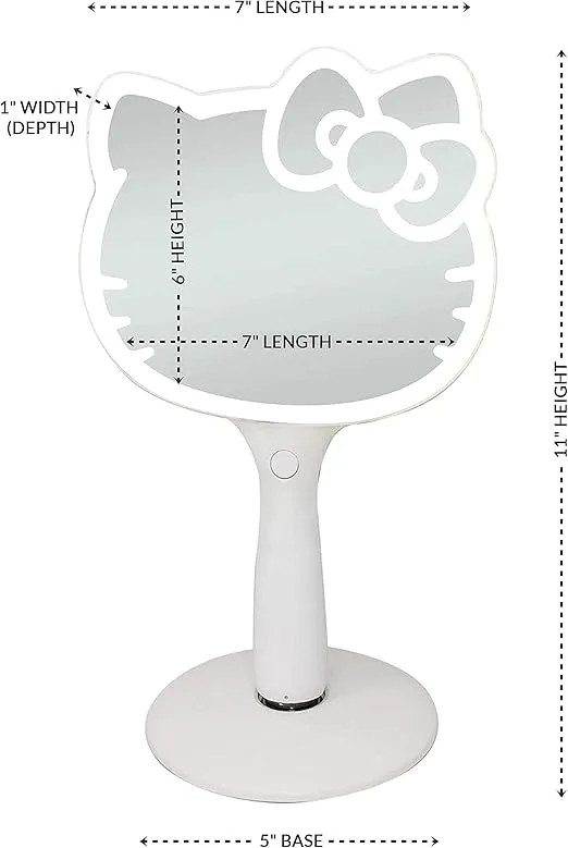 Impressions Vanity Hello Kitty LED Handheld Mirror, Makeup Vanity Mirror with Standing Base and Adjustable Brightness