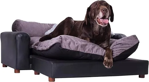 Moots Premium Leatherette Pets Sofa, Black/Charcoal, X-Large