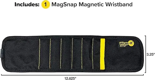 MagSnap Magnetic Wristband by Wrap-It Storage - Wrist Magnet Tool Belt and Screw Holder - Great Tool Gift for Dad