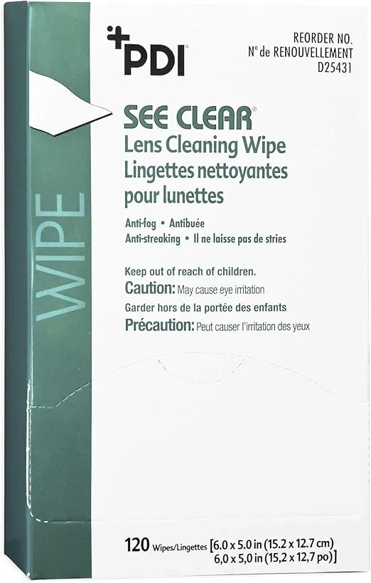 PDI Healthcare PDID19831 See Clear Lens Cleaning Wipe, Pack of 120