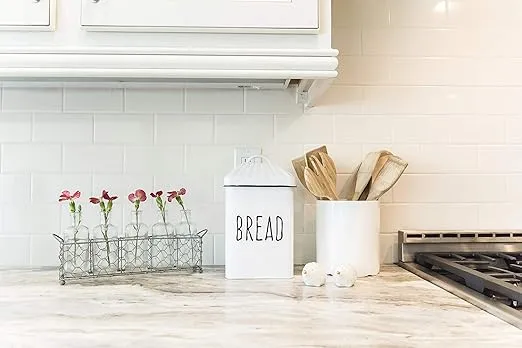 Creative Co-Op Wire Holder with 5 Glass Vase Bottles
