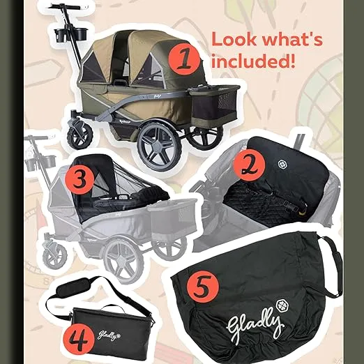 Anthem 2 2-Seat All-Terrain Wagon Stroller Adventure Bundle, Forest