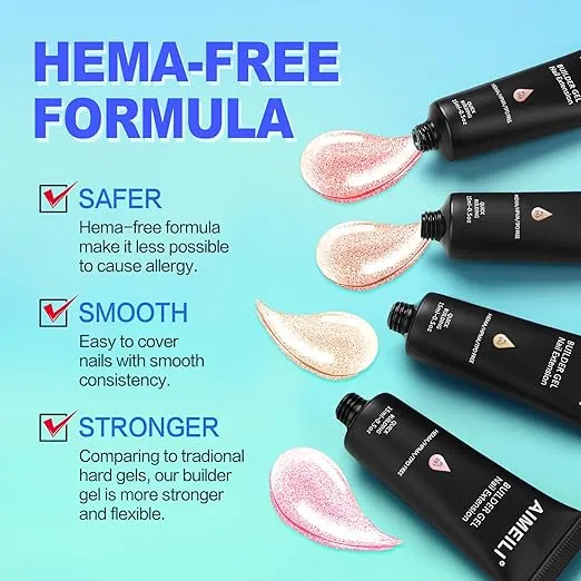AIMEILI Poly Nail Extension Gel Builder Nail Gel Hema Free Poly Nail Enhancement Nail Art Design DIY Salon Nail At Home Gift for Women Nail Gel - 053