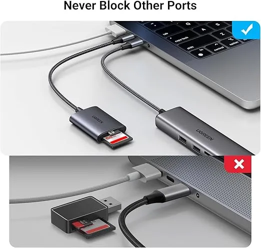 UGREEN USB C SD Card Reader, 2-in-1 Micro SD Memory Card Reader for TF SD Micro SD SDXC SDHC, USB SD Card Reader Type C Compatible with iPhone 16 15, Samsung Galaxy, MacBook, iPad, Trail Game Camera