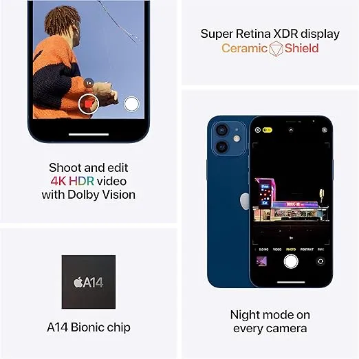 Apple iPhone 12 (64GB, Black) [Locked] + Carrier Subscription