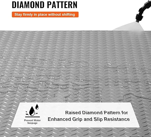 VEVOR Garage Floor Mat, 25.5 x 3.6 FT PVC Garage Flooring Roll, 2.5mm Thickness, Non-Slip Diamond Texture, 91.17 sq.ft Covering Space, Garage Mats for Under Cars for Gyms Boats Car Trailer, Silver