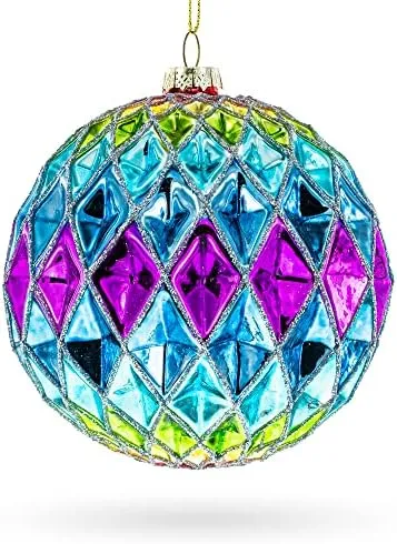 Vibrantly Colored Radiant Blown Glass Christmas Ornament