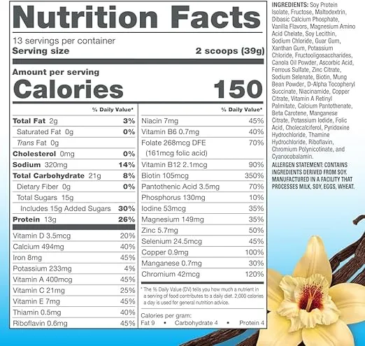 Naturade Total Soy Protein Powder - 13g Protein & 150Cal per Serving - Non-GMO Soy - 0g Trans Fat - Lactose & Gluten Free - French Vanilla 13 Serving