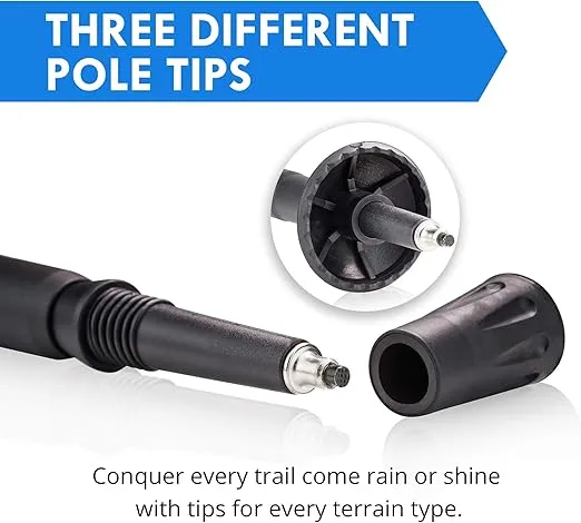 1 Pair (2 Poles) Anti Shock, Adjustable, Collapsible Hiking Poles for Trekking or Walking, Lightweight Aluminum Sticks for Men, Women, Seniors, Kids & Children, Backpacking & Camping Gear