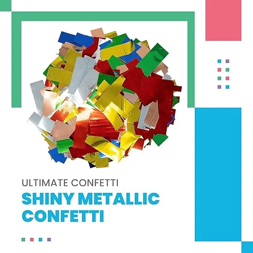 Shiny Metallic Confetti Rectangles, Multicolor Color – Ultimate Confetti Fluttering Foil Paper for Confetti Cannon and Launcher Use, Table Decorations, and More (20 Handfuls per Bag, 1 lb)