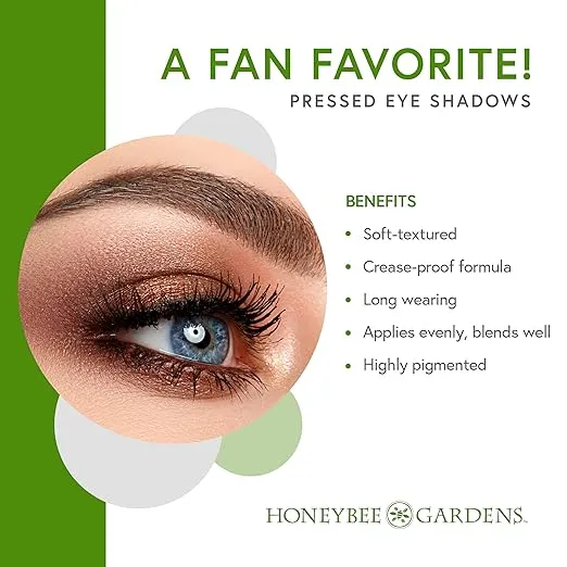 Honeybee Gardens Pressed Powder Eye Shadow Single Refill, Ninja Kitty, Pale Shimmering Champagne Pink, Long-Wearing, Creaseproof Mineral Color With Botanicals, 1.2g
