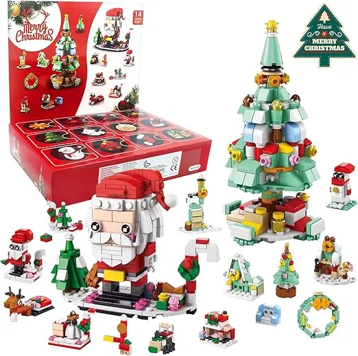 2024 Christmas Advent Calendar 6 IN 1 Santa Claus Christmas Tree Building Blocks Toys 12 Days Countdown Calendar Toys for Kids, Christmas Building Toys Party Favors, Kids Christmas Gifts for Boys & Girls