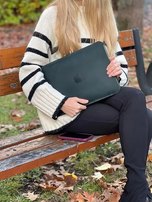 Genuine Leather Sleeve Case for MacBook 14 Pro 2021-2023 M1 M2 M3 Pro 14 Inch (Coffe, MacBook 14 Pro)