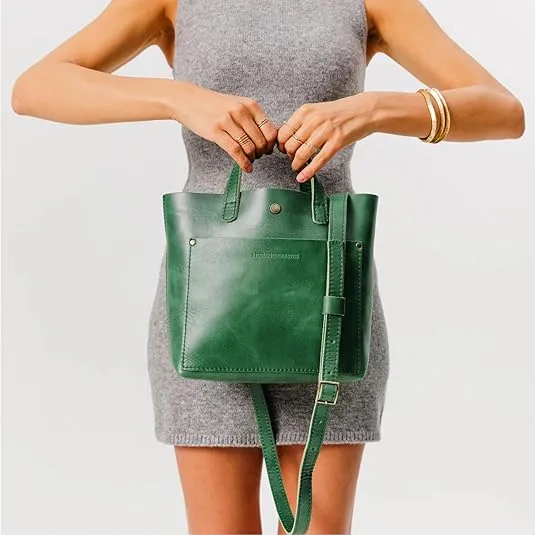 Portland Leather Goods Mini Snap Crossbody Tote Bag for Women – Handmade, Durable & Unlined – Outside Pocket