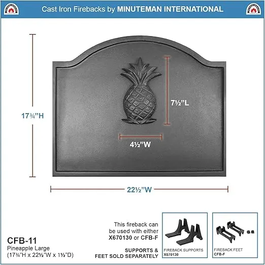 Pineapple Cast Iron Fireback, Large