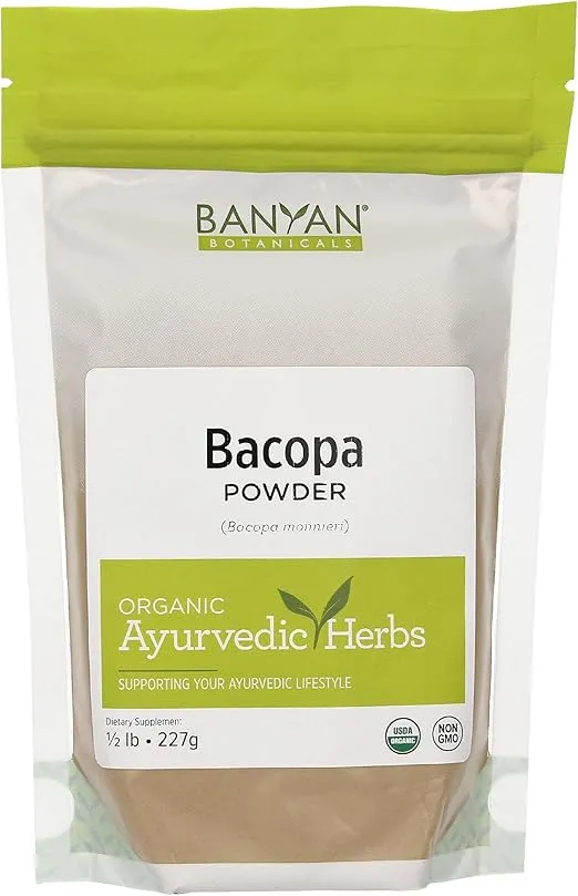 Banyan Botanicals Bacopa Powder, 1/2 Pound - USDA Organic - Bacopa monniera - Ayurvedic Herb for Memory & Focus
