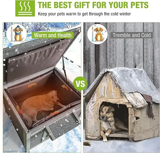 Dog House Insulated for Small Dogs Outdoor Cat House Feral Cat Sheleter with Thermal Liner