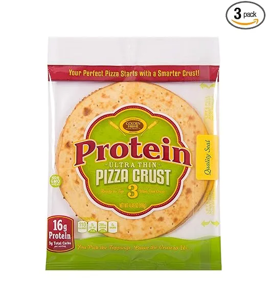 Golden Home Bakery Products Protein Ultra Thin Pizza Crust, 7" (3 Pack)