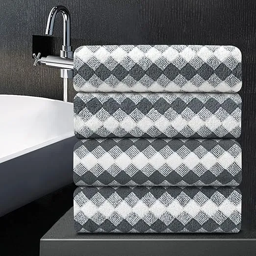 4 Piece Bath Towel Dark Grey Oversized Bath Sheet 35"x70" Bathroom Towel Extra Large Bath Towel Set Soft Highly Absorbent & Quick Dry Premium Bath Towel for Bathroom 600GSM Shower Towel Spa Gym Hotel