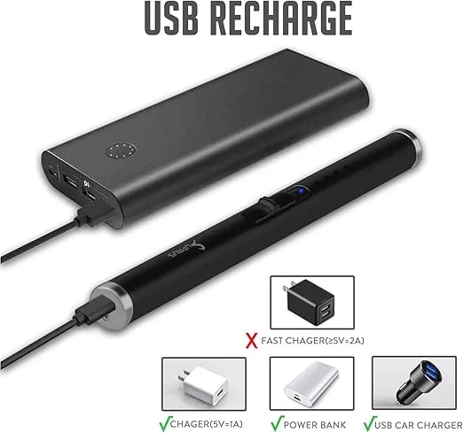 SUPRUS Lighter - Electric Candle USB Type C Rechargeable Lighter with Upgraded LED Battery Display Safety Switch Flameless Plasma Windproof for Cooking BBQs Fireworks