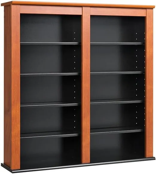 Prepac 2 Column Display, Cherry & Black Storage Cabinet, Double Wall Mounted