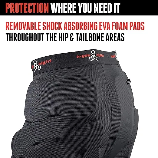 Triple Eight Bumsaver Men's Padded Shorts for Skateboarding, Snowboarding and Skiing