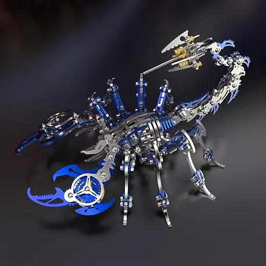 Blue 3D Metal Puzzle for Adults Scorpion, DIY Colorful 3D Metal Model Kits to Build with Tool, 3D Desktop Model Kits Building Toys for Adults/Teens