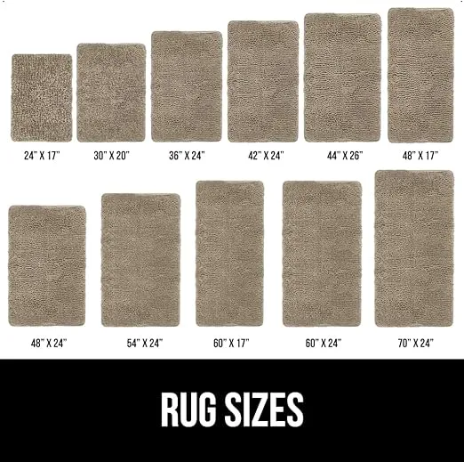 Gorilla Grip Bath Rug Mat 30x20, Thick Soft Absorbent Chenille, Rubber Backing Quick Dry Microfiber Mats, Machine Washable Rugs for Shower Floor, Bathroom Runner Bathmat Accessories Decor, Beige