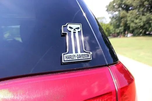Chroma 41507 Harley Davidson Dark #1 Emblemz Decal, Silver, 5"" x 7"""