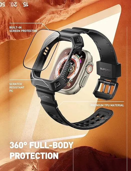SUPCASE Unicorn Beetle Pro Case Designed for Apple Watch Ultra 1/2 49mm (2022/2023), [2 Pack Screen Protector] Rugged Protective Case with Strap Bands