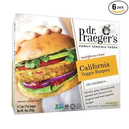 Dr Praegers California Veggie Burger, 10 Ounce -- 6 per case.