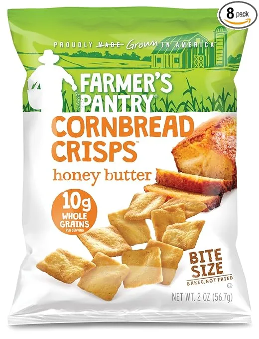 Farmer's Pantry Honey Butter Cornbread Crisps, Honey Butter, 2 Ounce (Pack of 8)