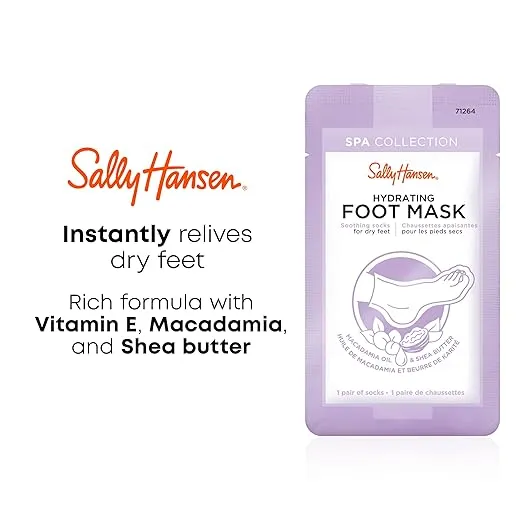 Sally Hansen Spa Collection, Hydrating Foot Mask, Soothing Socks for Dry Feet, Includes Vitamin E, Macadamia and Shea Butter
