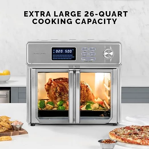Kalorik MAXX® Digital Air Fryer Oven, 26 Quart, 10-in-1 Countertop Toaster Oven & Air Fryer Combo-21 Presets up to 500 degrees, Includes 9 Accessories & Cookbook