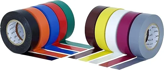 Stikk Electrical Tape - 3/4'' x 22 Yards - Multi Color Electric Tape for Contractors - Wire Tape - Electrical Wiring, Cable Insulation, Circuit Wiring - Heavy-Duty Waterproof Electrical Tape - 10 Pk