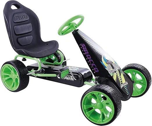 hauck Sirocco Go-Kart Kids Pedal Racing Cart w/ Low Profile Rubber Wheels & Ergonomic Seat