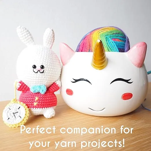 Unicorn Yarn Bowl for Knitting - Cute Ceramic Knitting Bowl Extra Large - Ceramic Yarn Bowl Crochet Accessories Yarn Holder Storage Gift for Knitters Funny