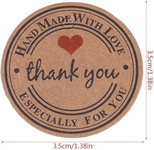 100PCS Handmade Paper Round Gift Tags,Kraft Paper Brown Handmade Thank You Tags Hang Label for Wedding Party Favors Gift Dessert Tags Clothing Jewelry Price Tag(#2)