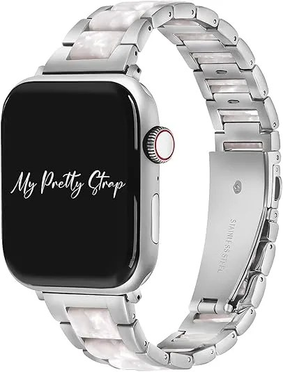 My Pretty Strap Diva Band Compatible with Apple WATCH SE Series 10 9 8 7 6 5 4 3 2 1, 38/40/41/42/44/45/46/49MM, Stainless Steel Metal Rose Gold, Silver for Women