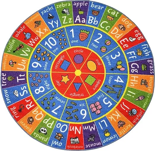 KC Cubs ABC Alphabet, Numbers and Shapes Educational Learning & Fun Game Play Area Non Slip Boy & Girl Kids Rug Carpet for Children Bedroom, Toddler Classroom & Baby Playroom Mat, Playtime Activity