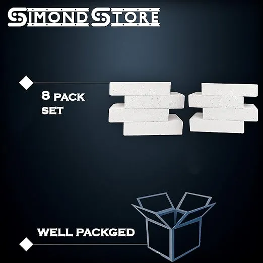 SIMOND STORE Insulating Fire Bricks for Forge - 2" x 4.5" x 9" - Pack of 8-2500F Rated - Soft Fire Bricks for Oven, Wood Stove, Kiln, Fireplace, Fire Pit, Jewelry Soldering - Heat Insulation Block