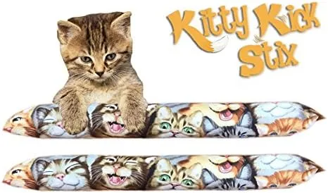 Kitty Kick Stix 15" Original Catnip Kicker Toy (Set of 2), Handmade in USA by Cat Lovers, Interactive Natural Cat & Kitten Toy, Packed with 100% Potent Catnip for All Breeds (Cat Selfie)