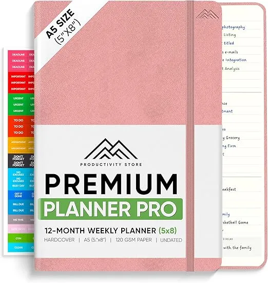 Work / Life Planner, Productivity Planner, Goal Planner & Business Planner | 12 Month Undated Daily Planner, Weekly Planner & Productivity Journal | Planner For Men & Women With Daily Tasks, Gratitude Journal & Habit Tracking | A5 | PRODUCTIVITY STORE (P