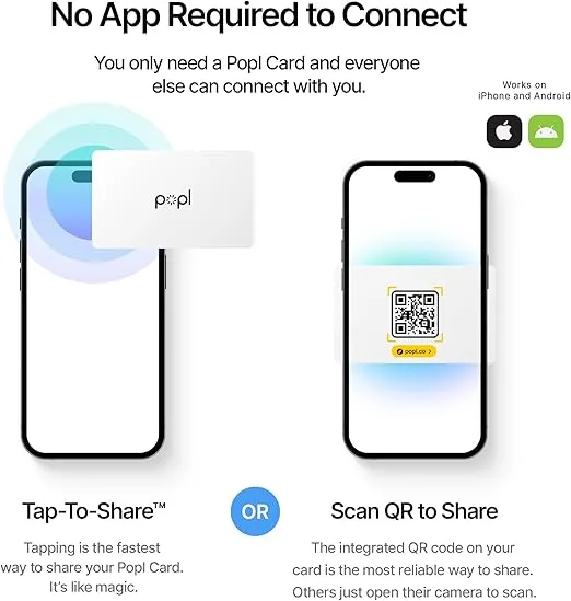 Popl Digital Business Card - Smart NFC Networking Card - Tap to Share - iPhone & Android (White)