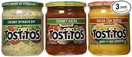 Tostitos, Creamy Spinach Dip, 15oz Glass Jar (Pack of 3)