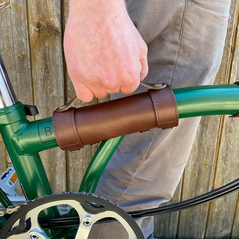 Leather Carry Handle for Brompton bicycle - Full grain leather, handle for carrying Brompton folding bike (Honey)